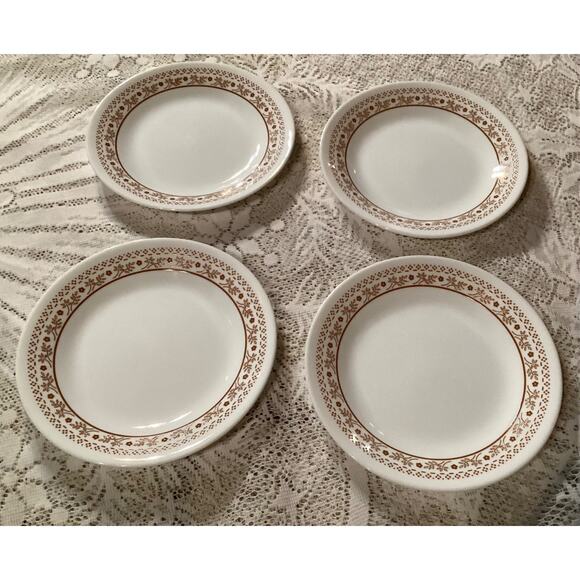 Corelle White & Ginger Brown Summer Impressions Set of 4 Bread Plates 6.75” - Picture 3 of 8